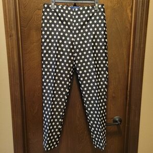 Talbots Black With Cream Polka Dot Ankle Pants